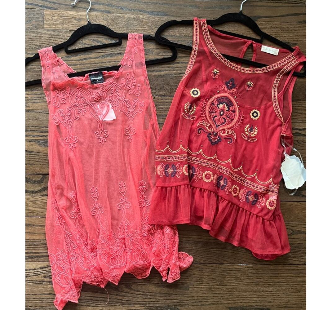 Altar'd State & Wallpapher Embroidered Mesh Tank Bundle - Size Med